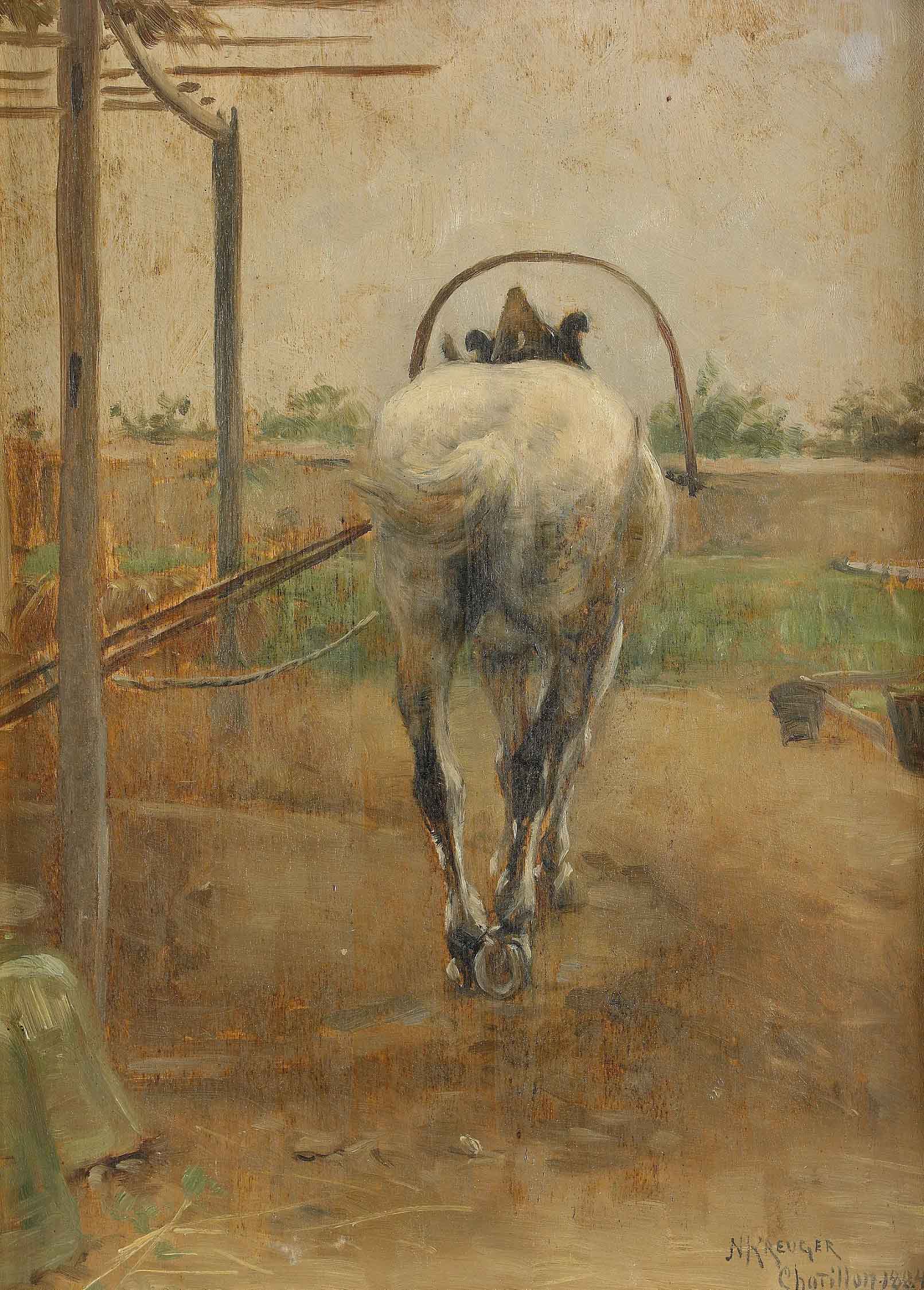 Nils Kreuger Labor  horse pulling a threshing machine